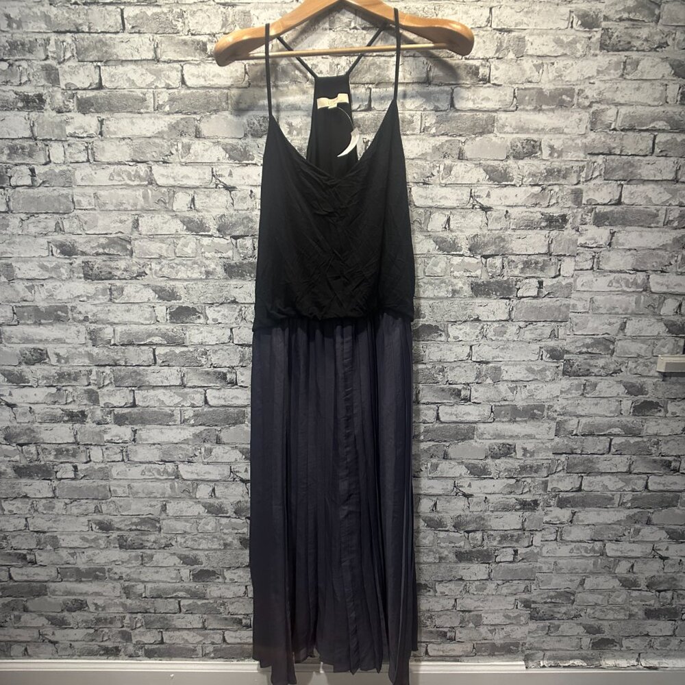 EUC Ann Taylor Spaghetti Strap Midi Dress Black & Grey Size XL Tall - Picture 2 of 15
